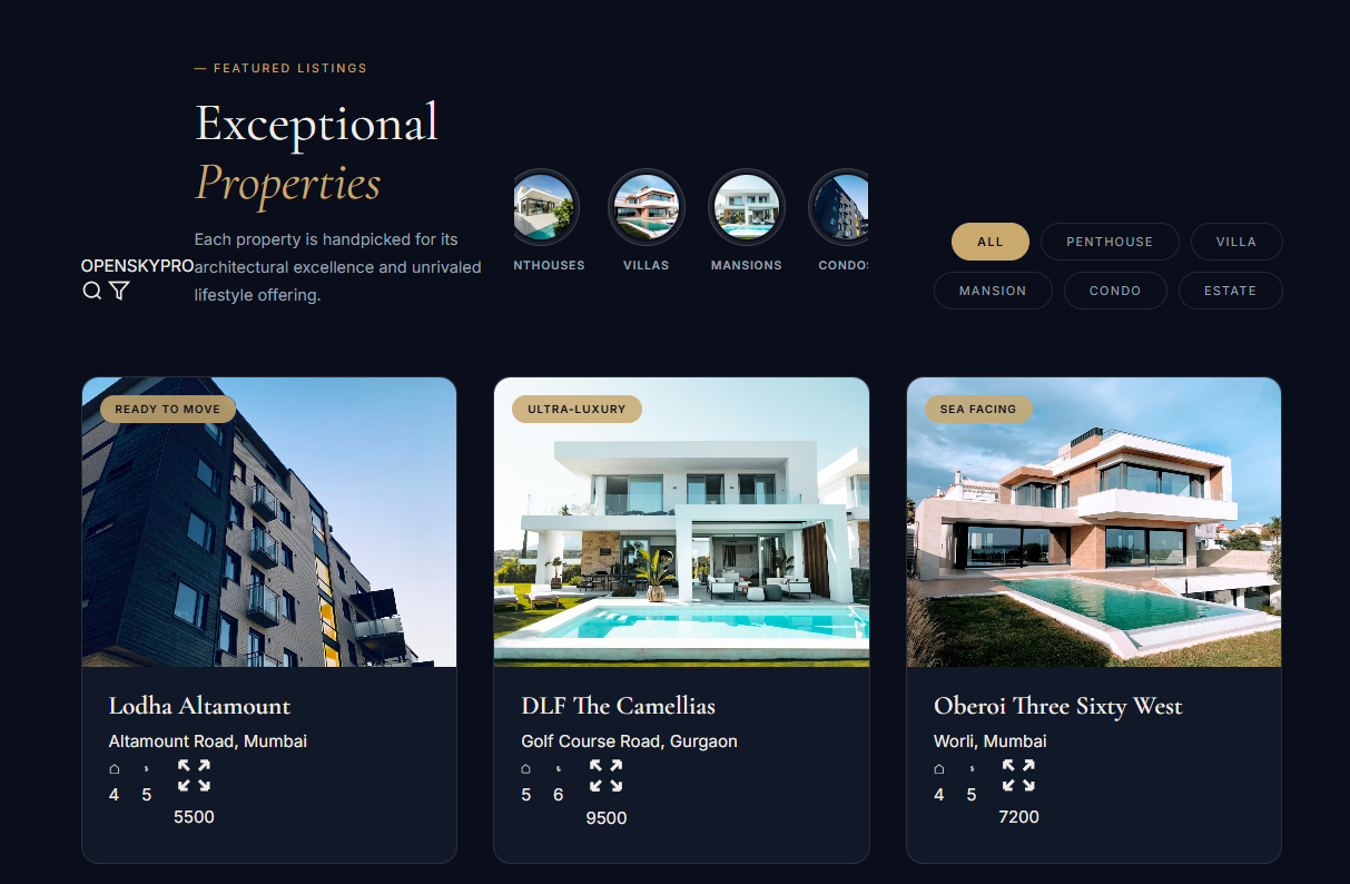 OpenSky Pro - Luxury real estate website by Webtrivo