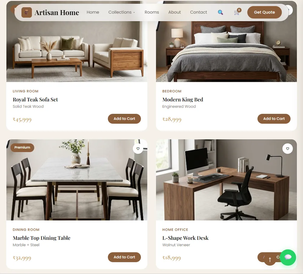 Artisan Home - Luxury furniture website by Webtrivo