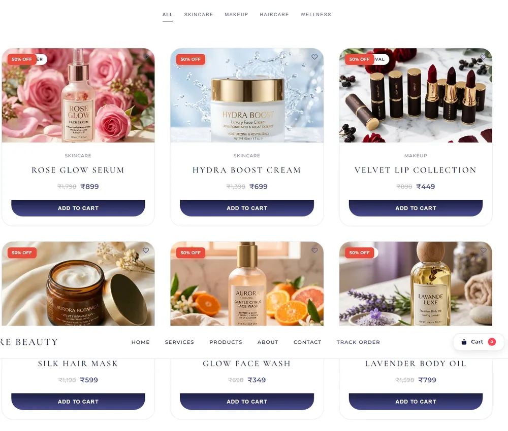 Pure Beauty - Skincare e-commerce website by Webtrivo