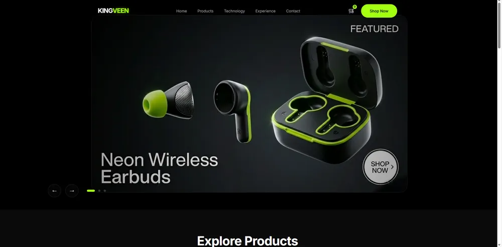 Neon Audio - High-performance e-commerce website by Webtrivo
